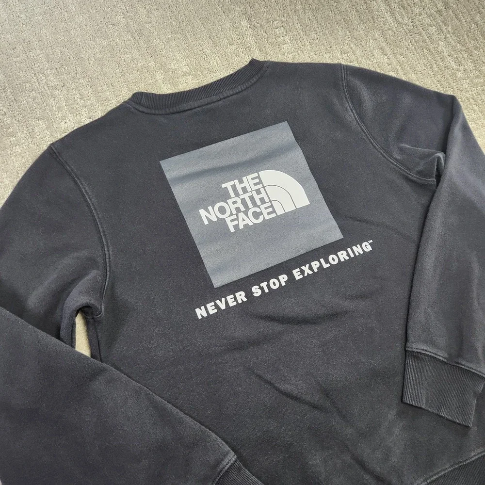 North Face Sweatshirt Men Small NSE Box Fleece Pullover Sweater Black Hiking‎